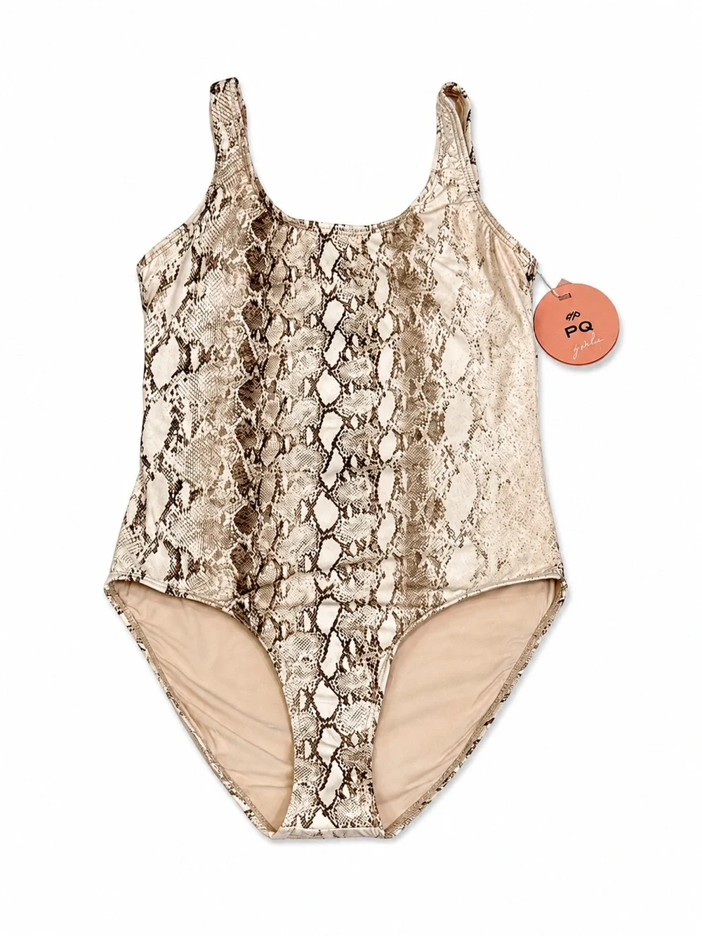 PQ KAA BELTED BOW ONE PIECE GIRLS SIZE 16 SNAKESKIN PRINT NWT SWIMSUIT